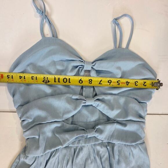 Altard state Bow Cut Out Bella Midi Dress Baby Blue Slip Tank Small - Picture 9 of 11